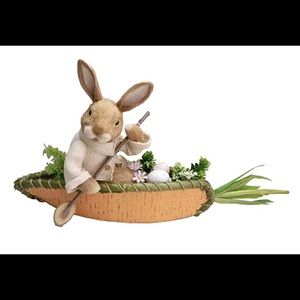 Easter Sisal Bunny Carrot Canoe 12.6”